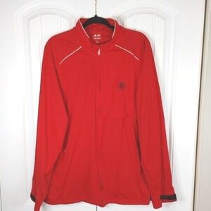 Adidas Climaproof Men's Jacket Red XLarge Golf Soft Shell Full Zip Mesh Lined